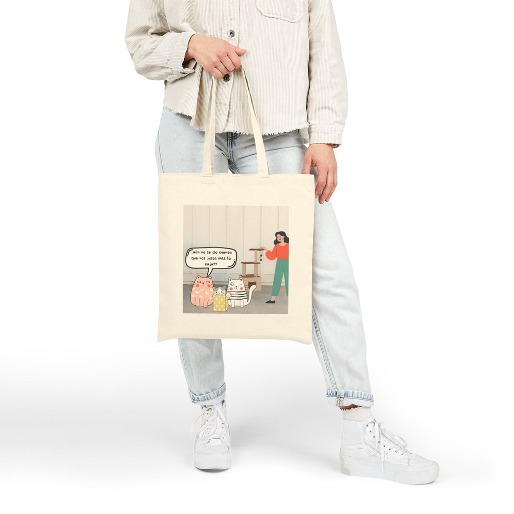 Canvas Tote — Cute Cat Cartoon Tote Bag with Spanish Speech Bubble