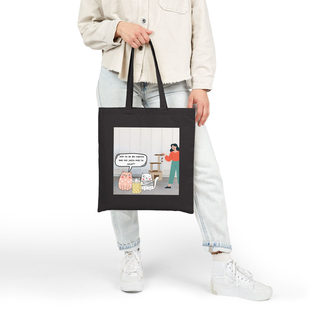 Canvas Tote — Cute Cat Cartoon Tote Bag with Spanish Speech Bubble
