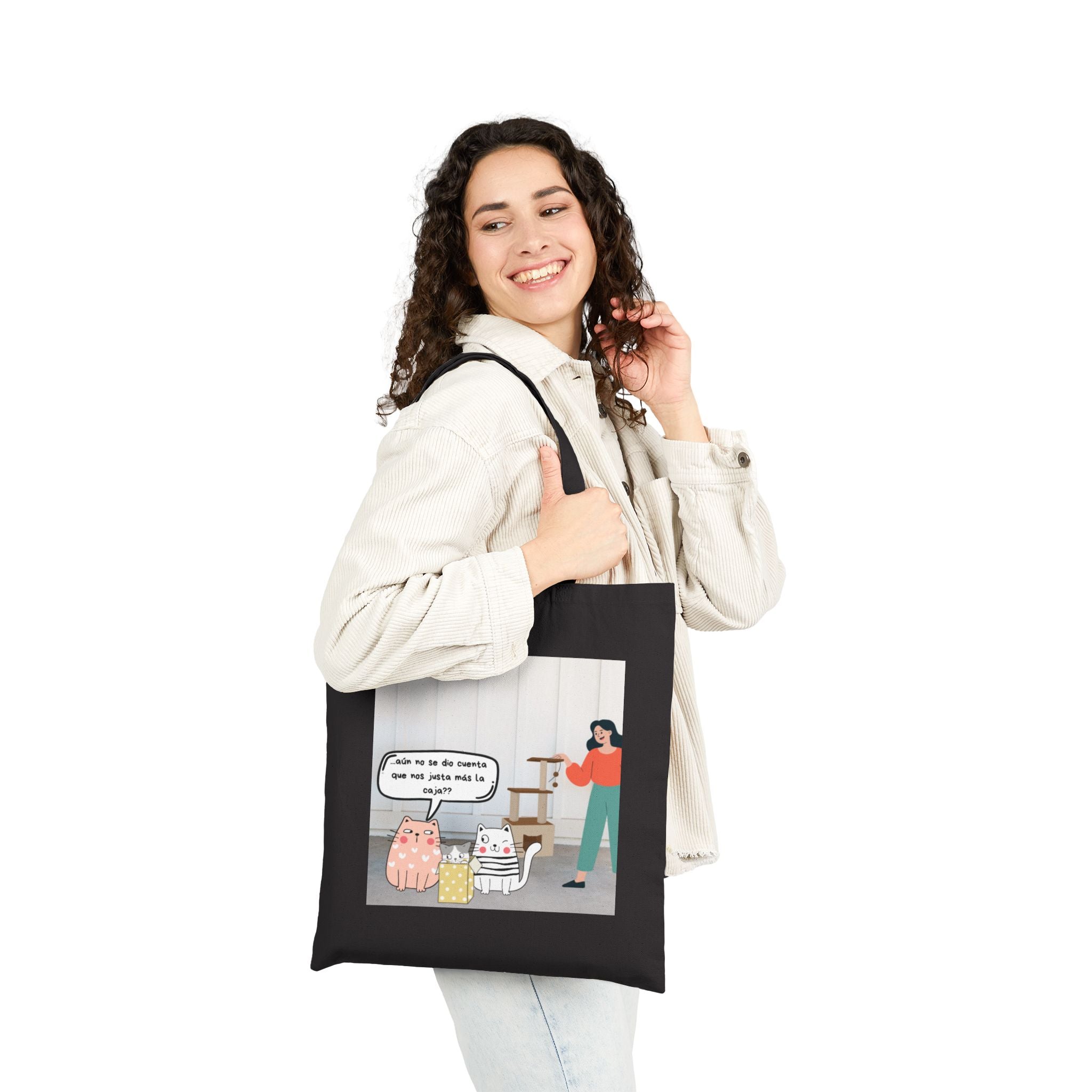 Canvas Tote — Cute Cat Cartoon Tote Bag with Spanish Speech Bubble